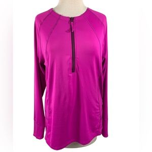 Title Nine Long Sleeve Top Zipper Collar Size L EUC hot pink color, soft fabric